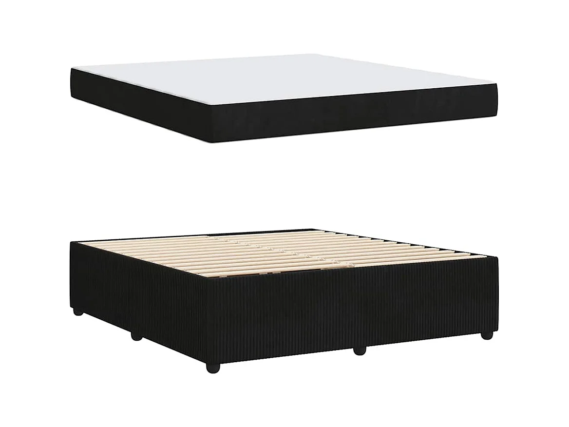 Cadre de lit avec matelas Noir 180 x 200 cm Velours