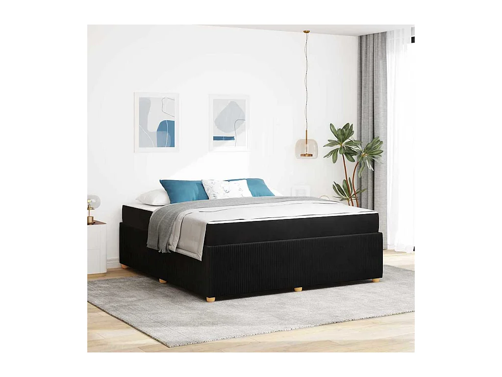 Estrutura de cama com colchão Preto 180 x 200 cm Veludo