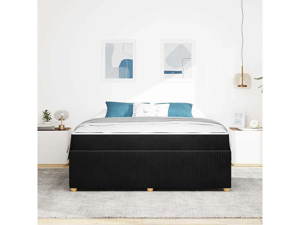 Estructura de cama con colchón Negro 180 x 200 cm Terciopelo