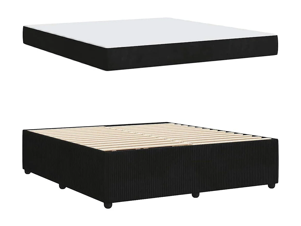 Estructura de cama con colchón Negro 180 x 200 cm Terciopelo