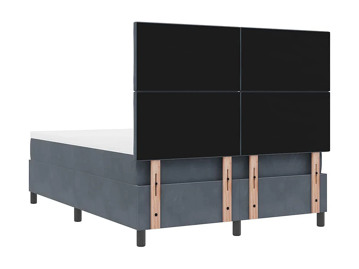 Cadre de lit avec matelas Gris foncé 140 x 190 cm Velours
