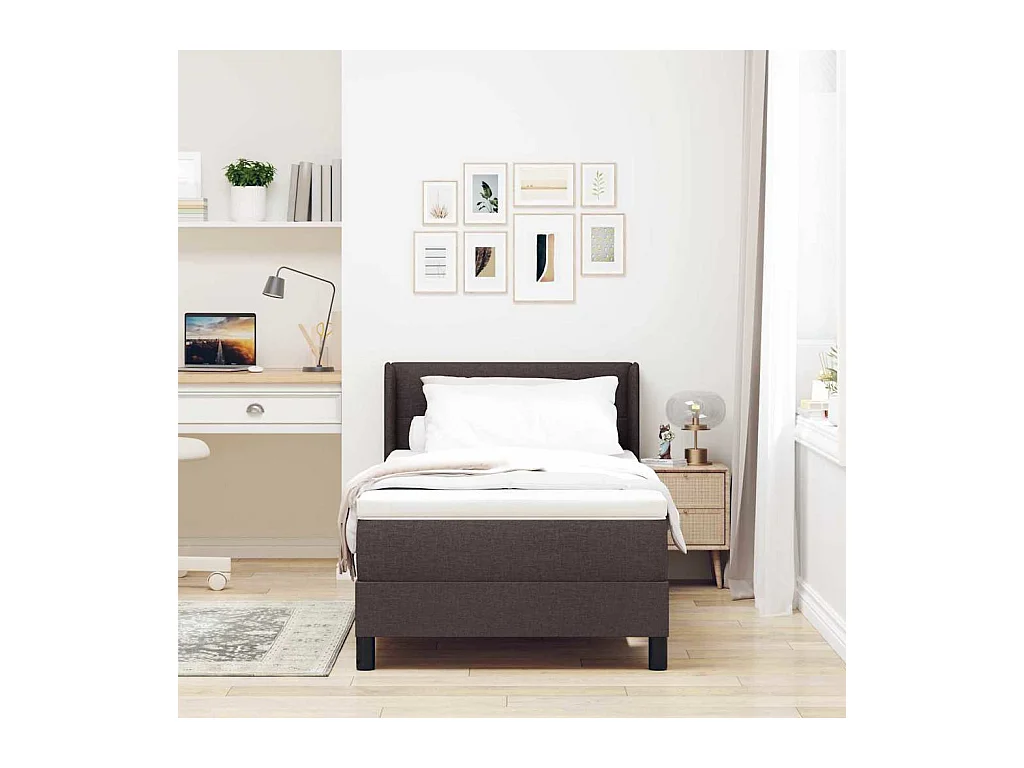 Cama box spring con colchón Marrón Oscuro 80 x 200 cm