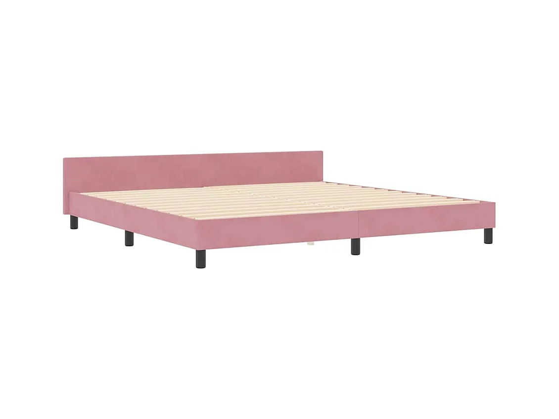 Cadre de lit avec tête de lit Rose 200 x 200 cm Velours