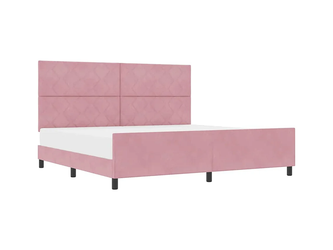 Cadre de lit avec tête de lit Rose 200 x 200 cm Velours
