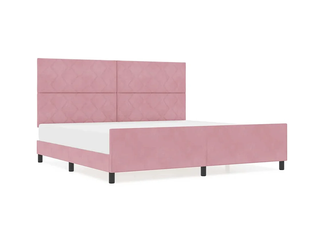 Cadre de lit avec tête de lit Rose 200 x 200 cm Velours