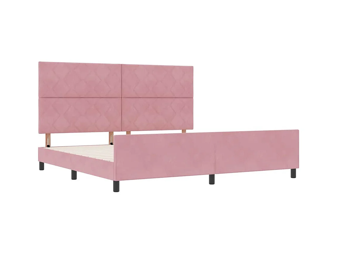 Cadre de lit avec tête de lit Rose 200 x 200 cm Velours