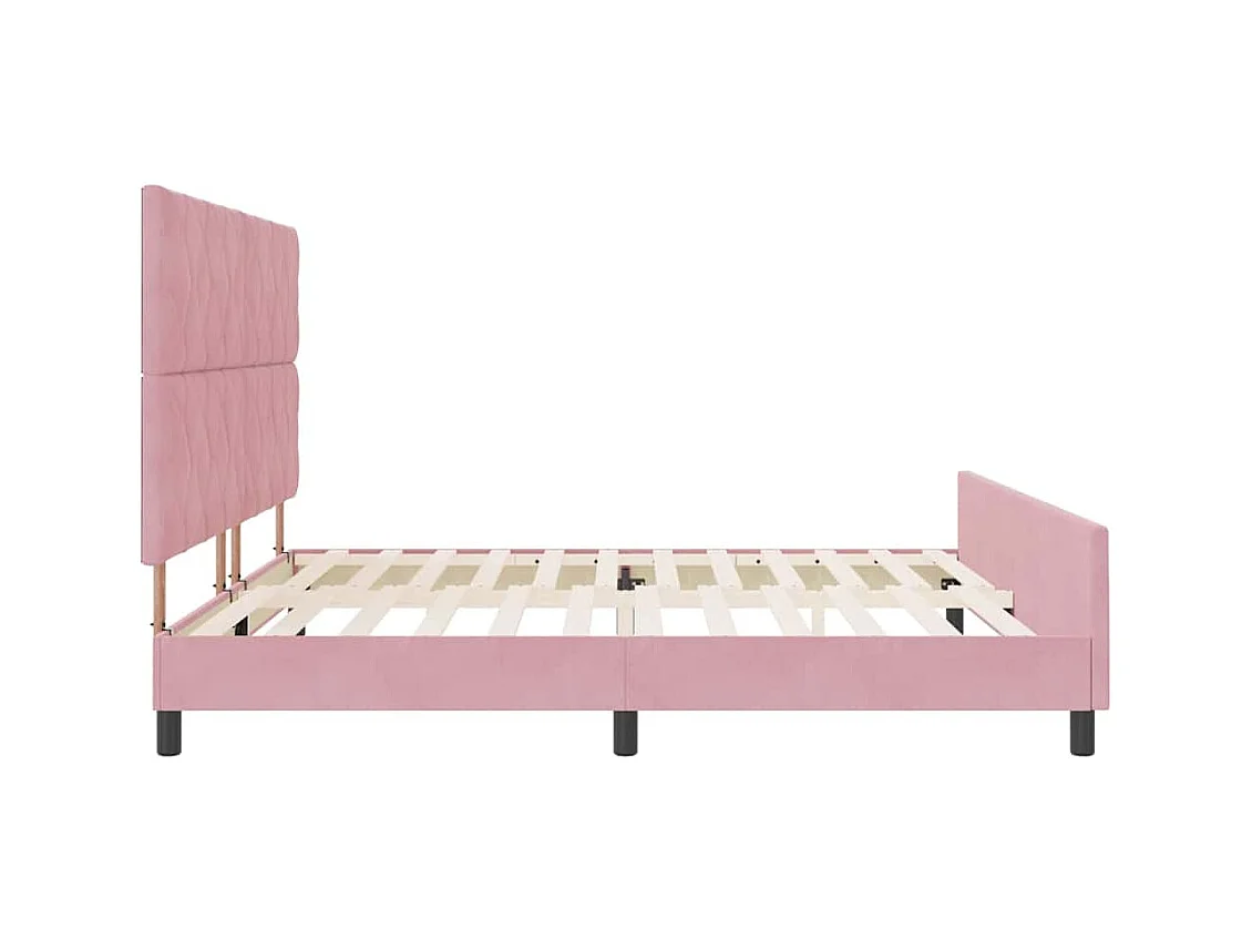 Cadre de lit avec tête de lit Rose 200 x 200 cm Velours