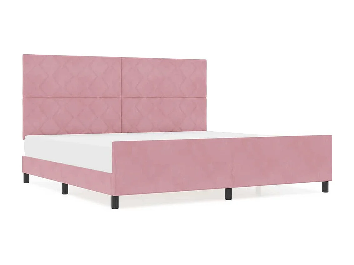 Cadre de lit avec tête de lit Rose 200 x 200 cm Velours