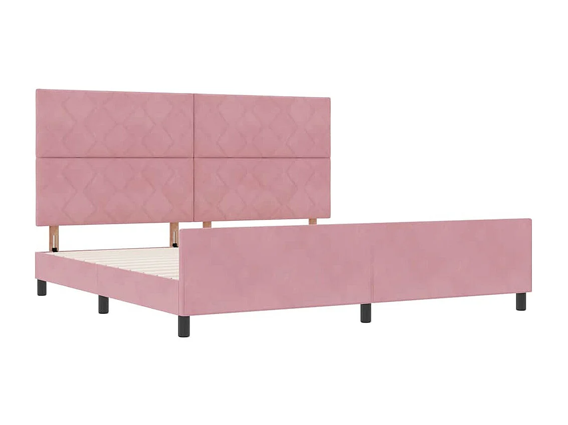 Cadre de lit avec tête de lit Rose 200 x 200 cm Velours