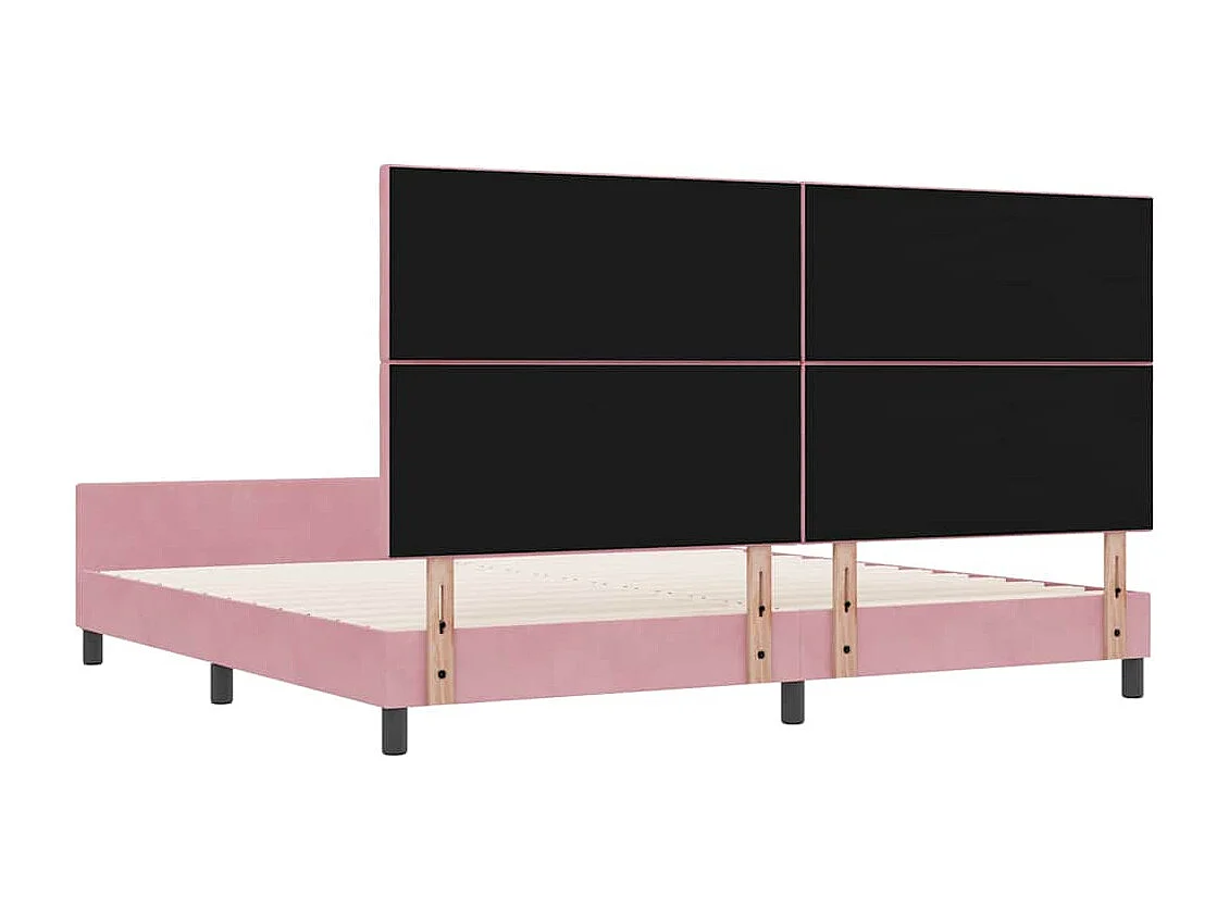 Cadre de lit avec tête de lit Rose 200 x 200 cm Velours
