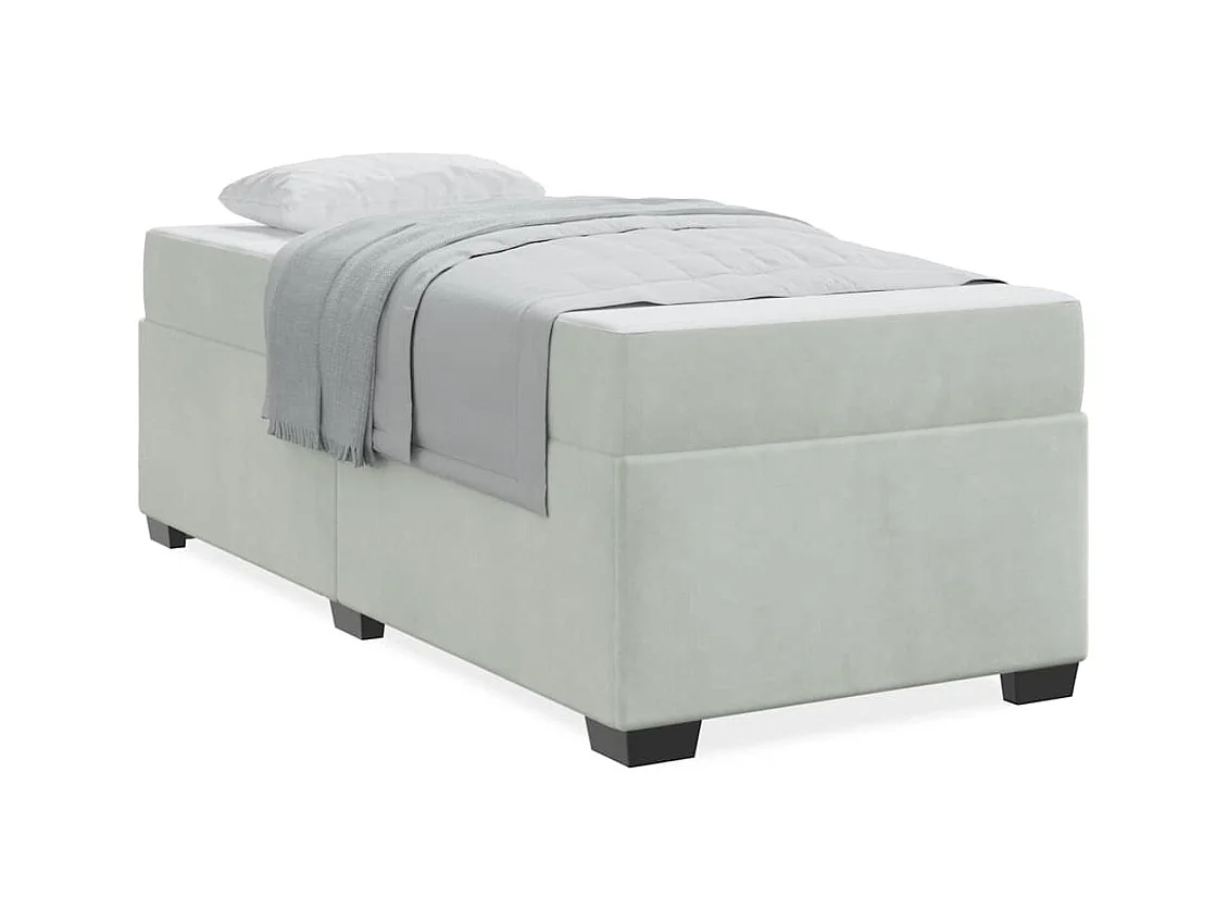 Cadre de lit avec matelas Gris clair 90 x 190 cm Velours