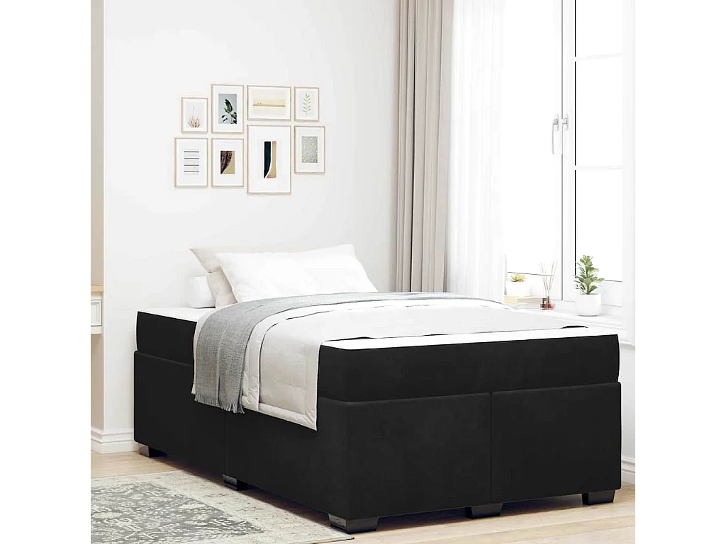 Cadre de lit avec matelas Noir 120 x 190 cm Velours