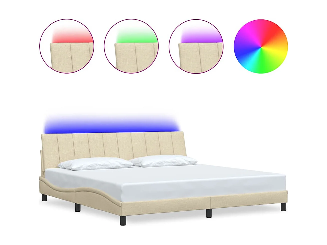 Cadre de lit sans matelas crème 200x200 cm tissu