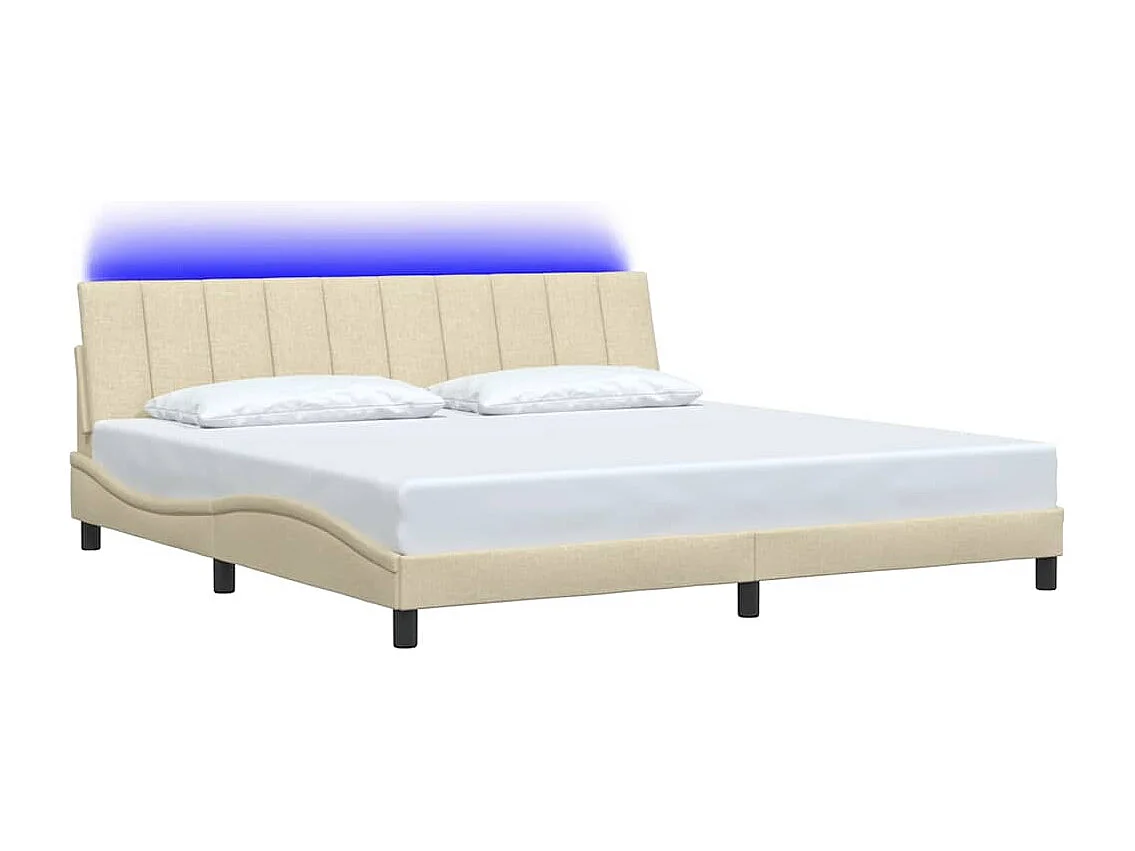 Cadre de lit sans matelas crème 200x200 cm tissu