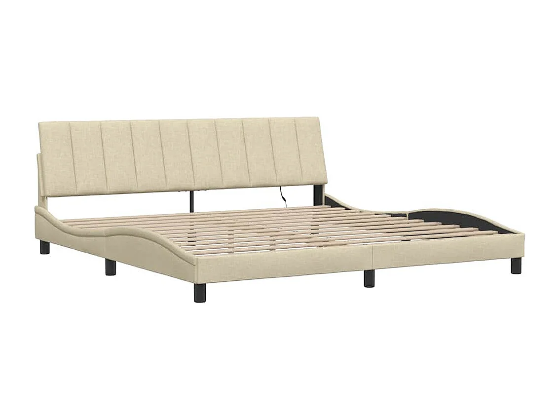 Cadre de lit sans matelas crème 200x200 cm tissu