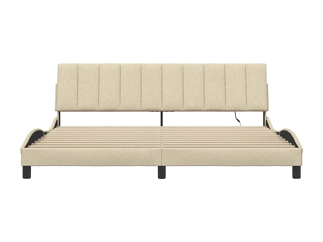 Cadre de lit sans matelas crème 200x200 cm tissu