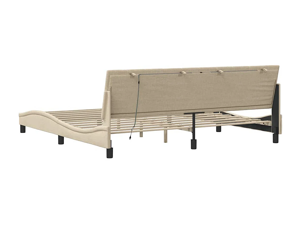 Cadre de lit sans matelas crème 200x200 cm tissu
