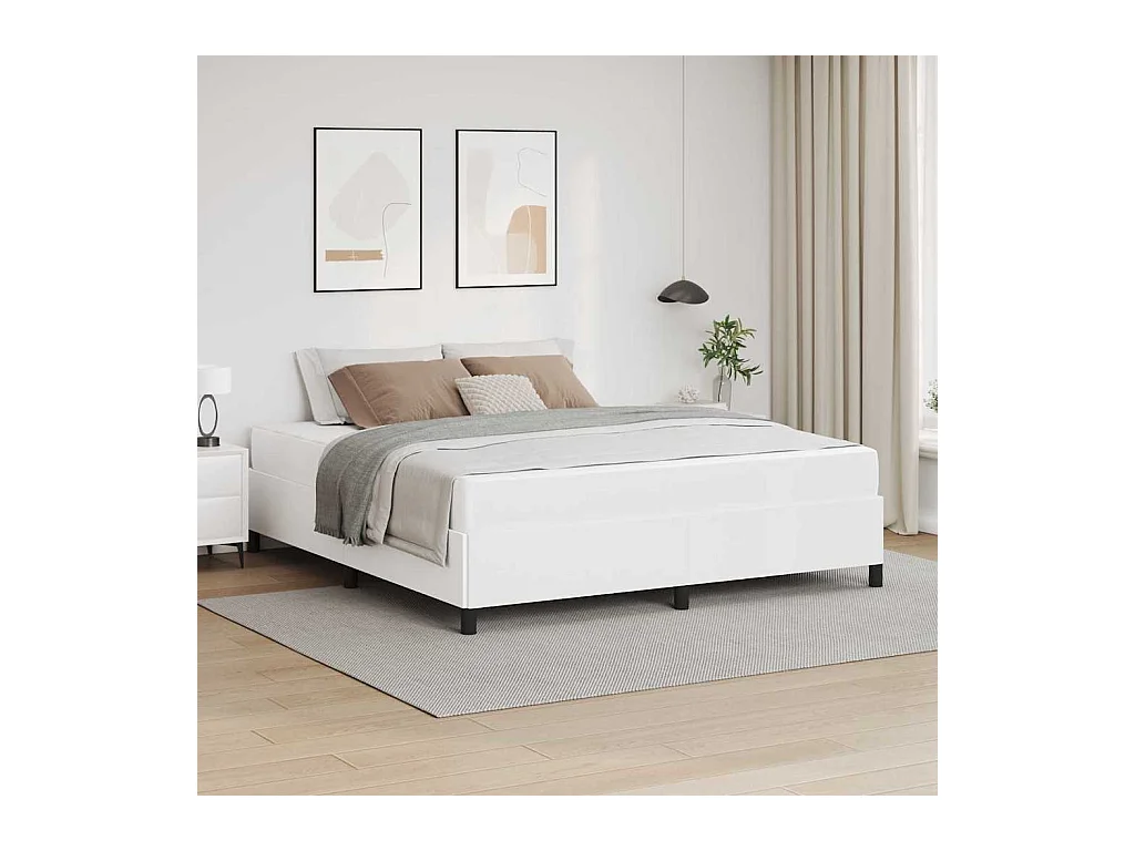 Cadre de lit avec matelas Blanc 180 x 200 cm Faux cuir