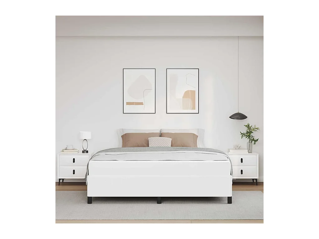 Cadre de lit avec matelas Blanc 180 x 200 cm Faux cuir