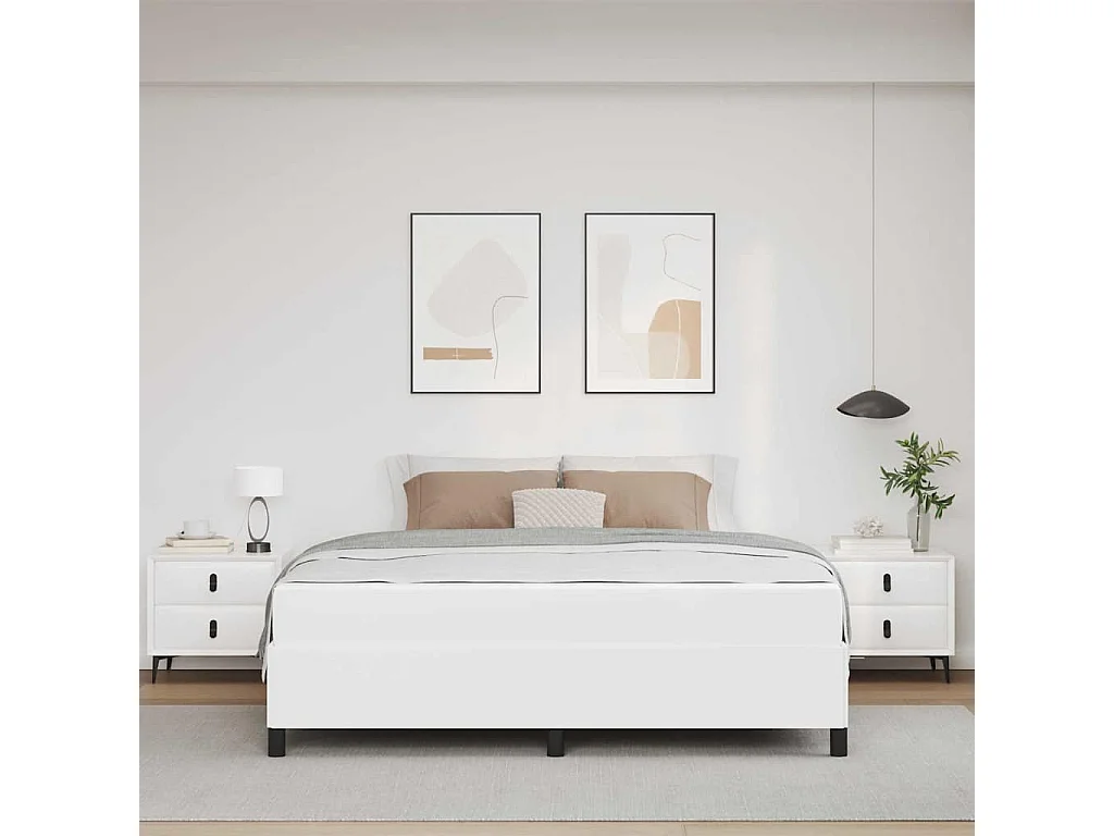 Cadre de lit avec matelas Blanc 180 x 200 cm Faux cuir