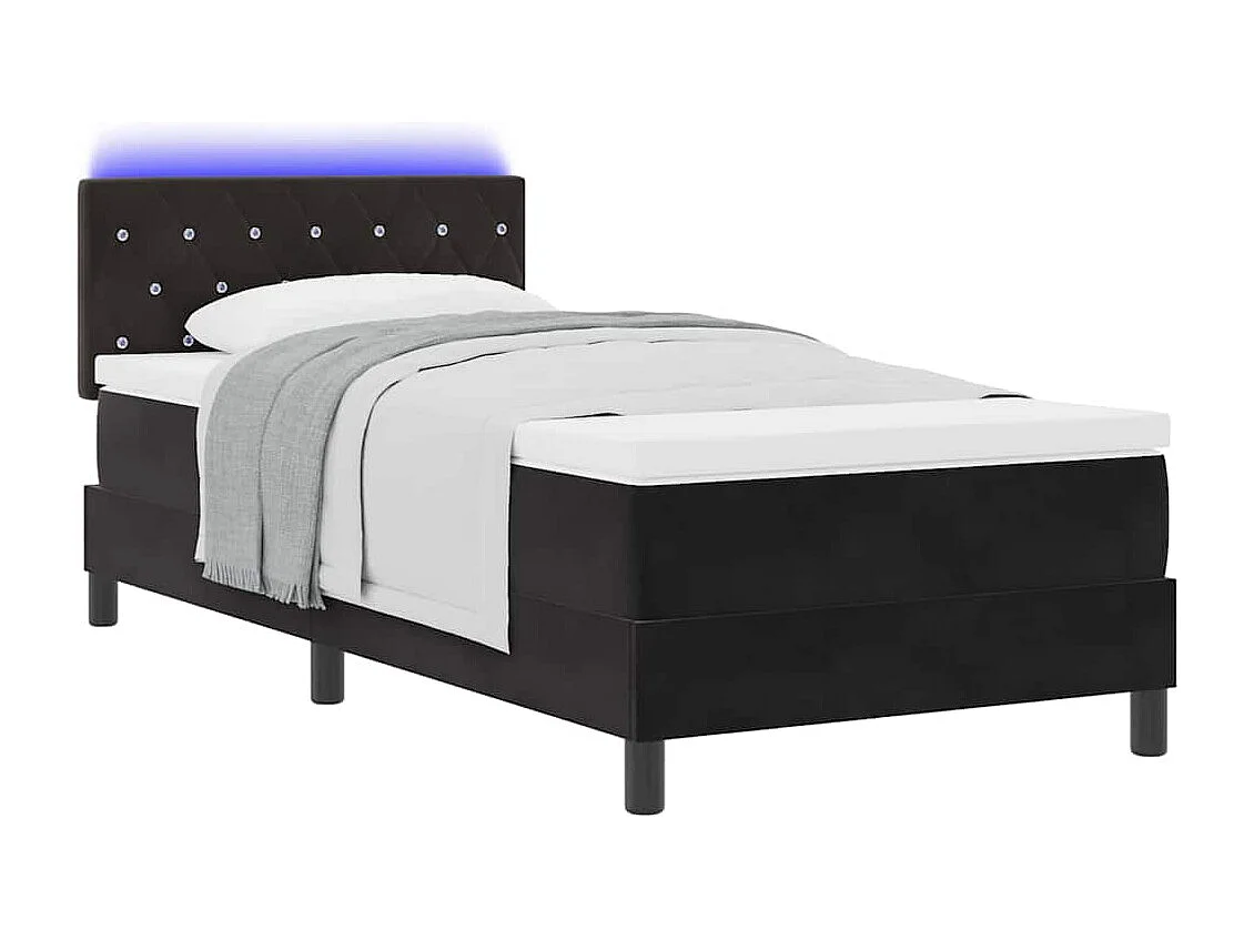 Cadre de lit avec matelas Noir 90 x 190 cm Velours