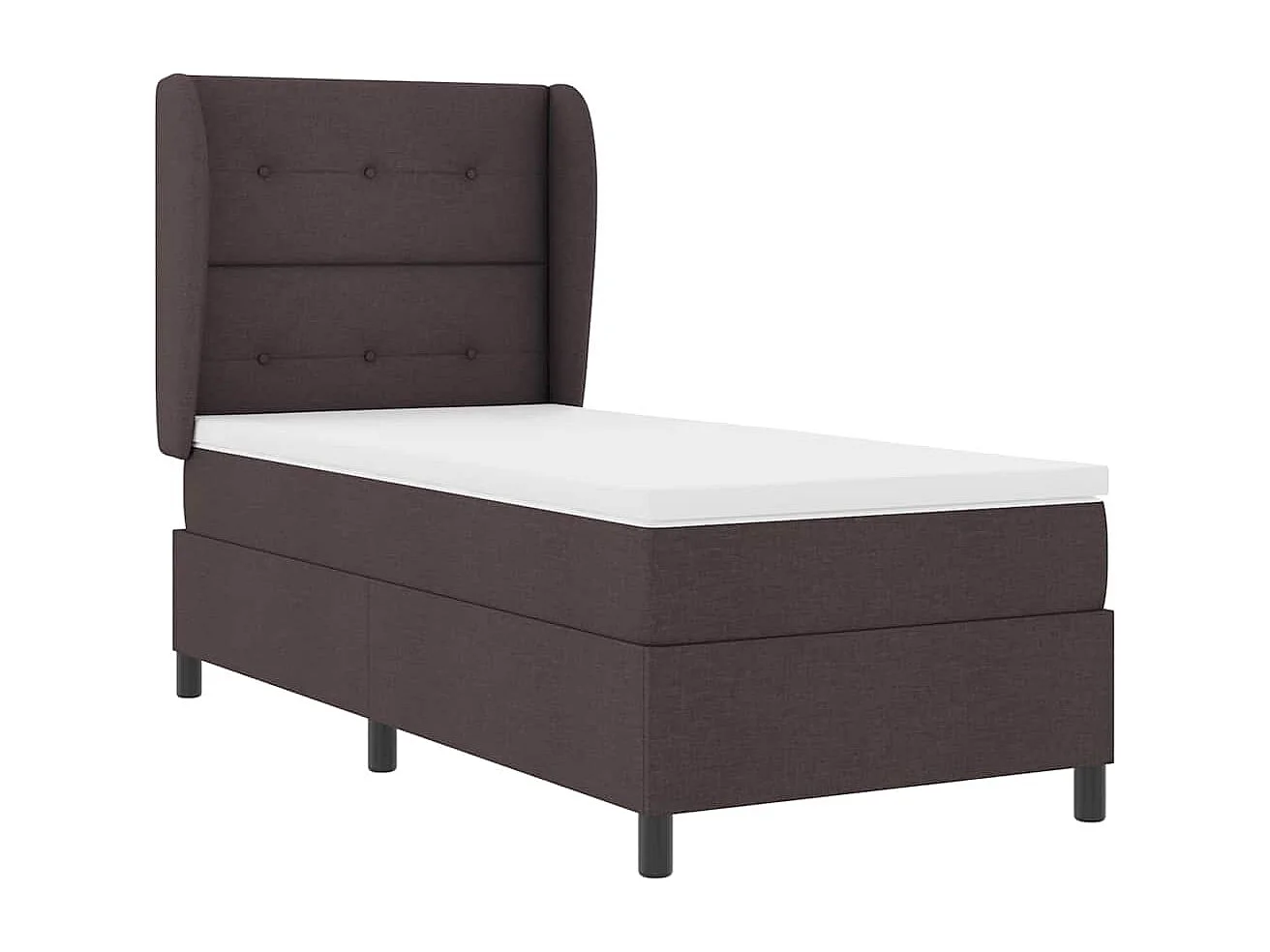 Cama tipo Box Spring con colchón Marrón oscuro 80 x 200 cm tela
