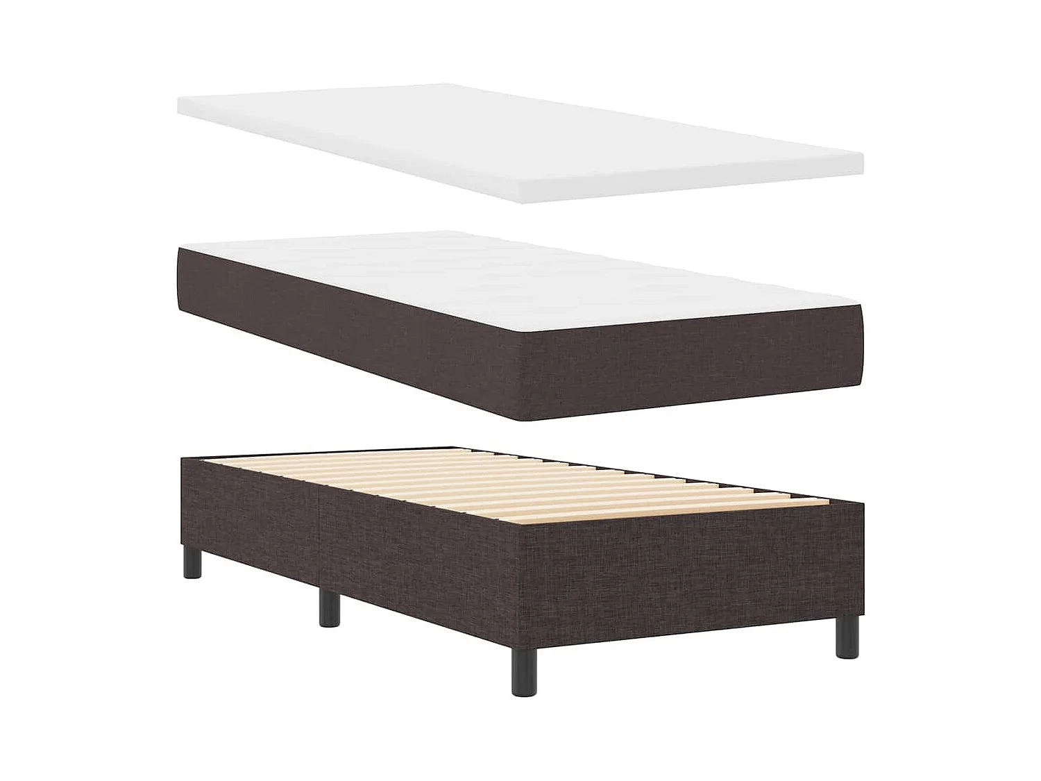 Cama tipo Box Spring con colchón Marrón oscuro 80 x 200 cm tela