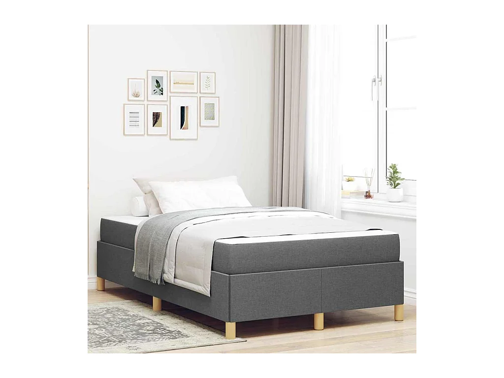 Cama Box com colchão Cinzento escuro 120 x 190 cm tecido