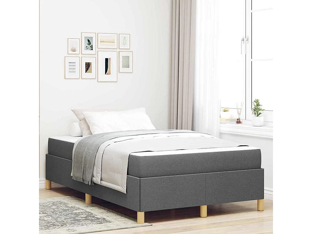 Boxspring bed met matras Donkergrijs 120 x 190 cm Stof