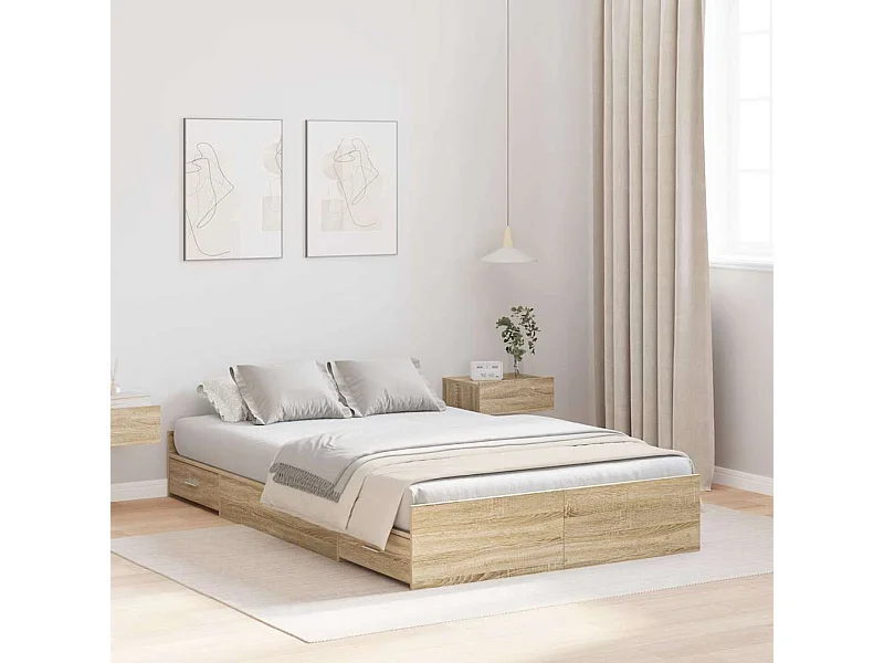 Cadre de lit avec rangement Chêne sonoma 120 x 190 cm