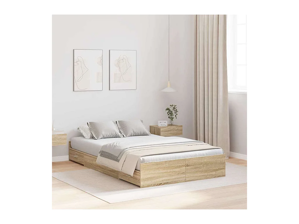 Cadre de lit avec rangement Chêne sonoma 120 x 190 cm