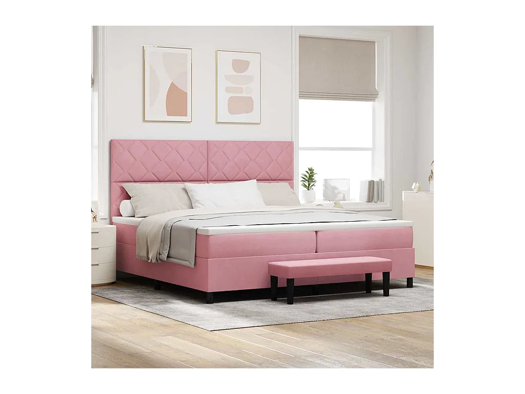 Cadre de lit avec matelas Rose 200 x 200 cm Velours
