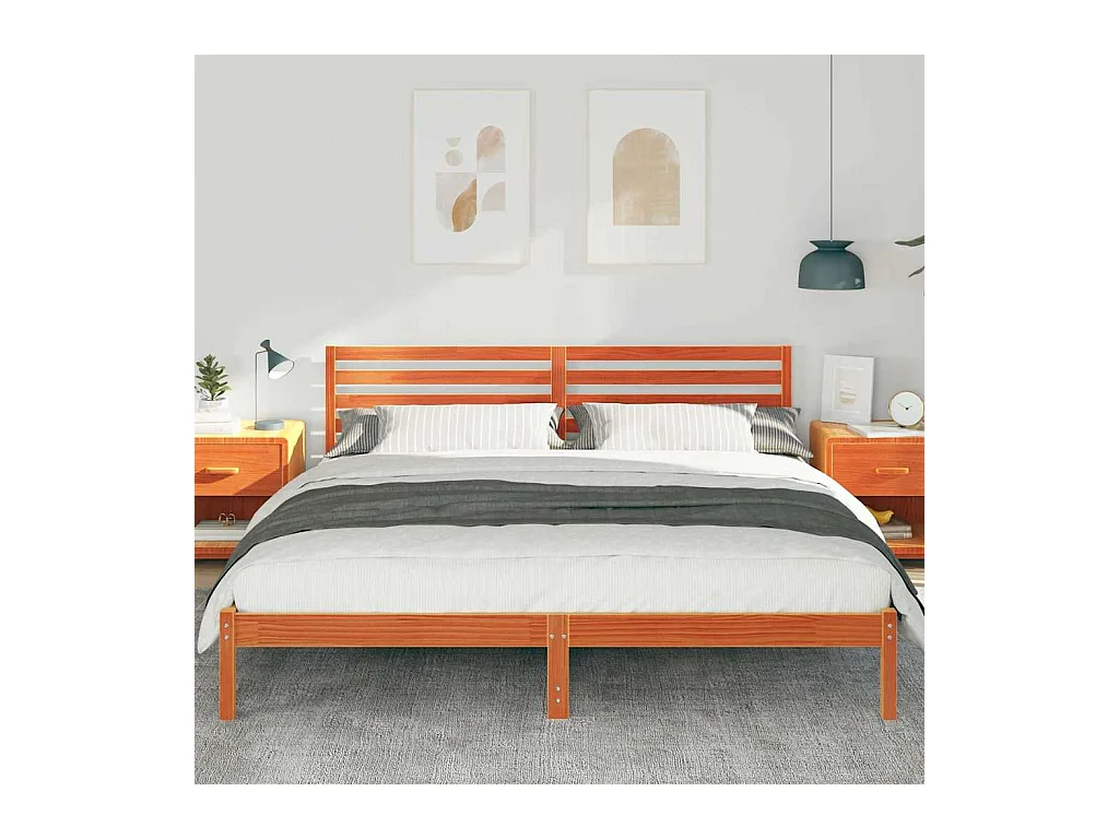 Cadre de lit Marron cire 180 x 200 cm Bois massif en pin