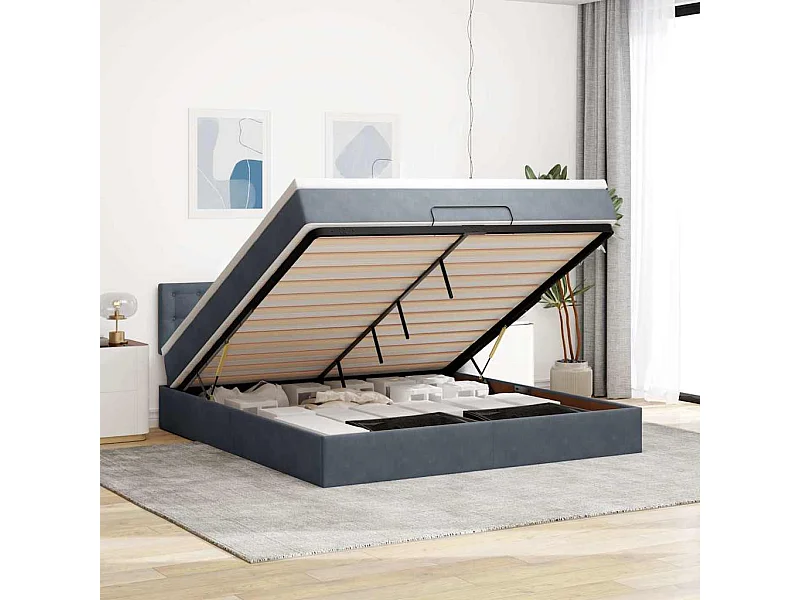 Ottoman bed met matras 160x200cm fluweel donkergrijs