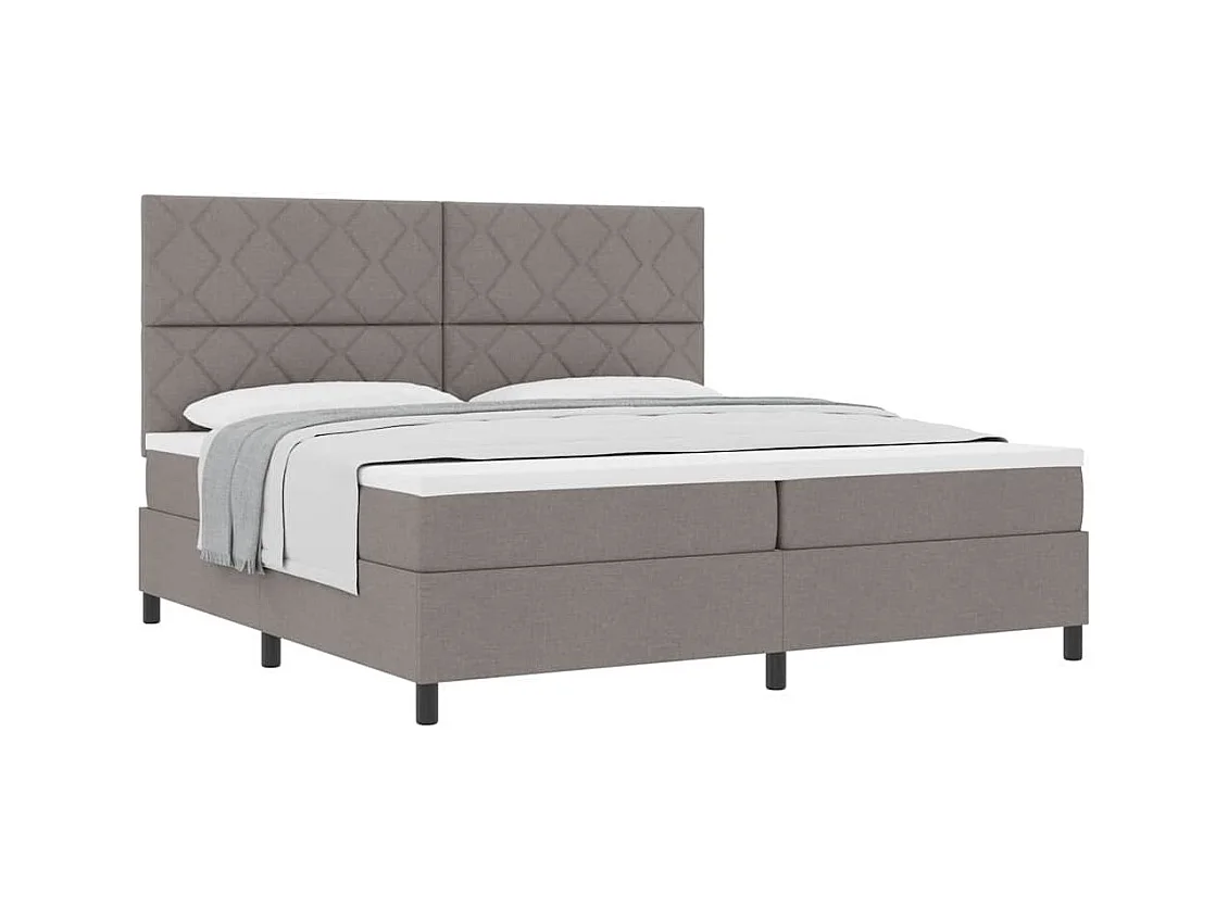 Cadre de lit avec matelas Taupe 200 x 200 cm tissu