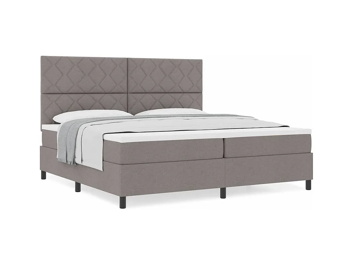 Cadre de lit avec matelas Taupe 200 x 200 cm tissu