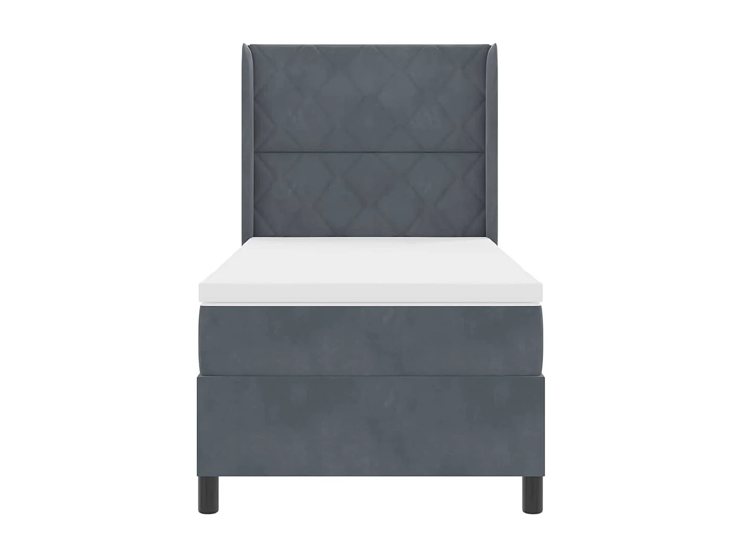Cama tipo Box Spring Gris oscuro 90 x 190 cm Terciopelo