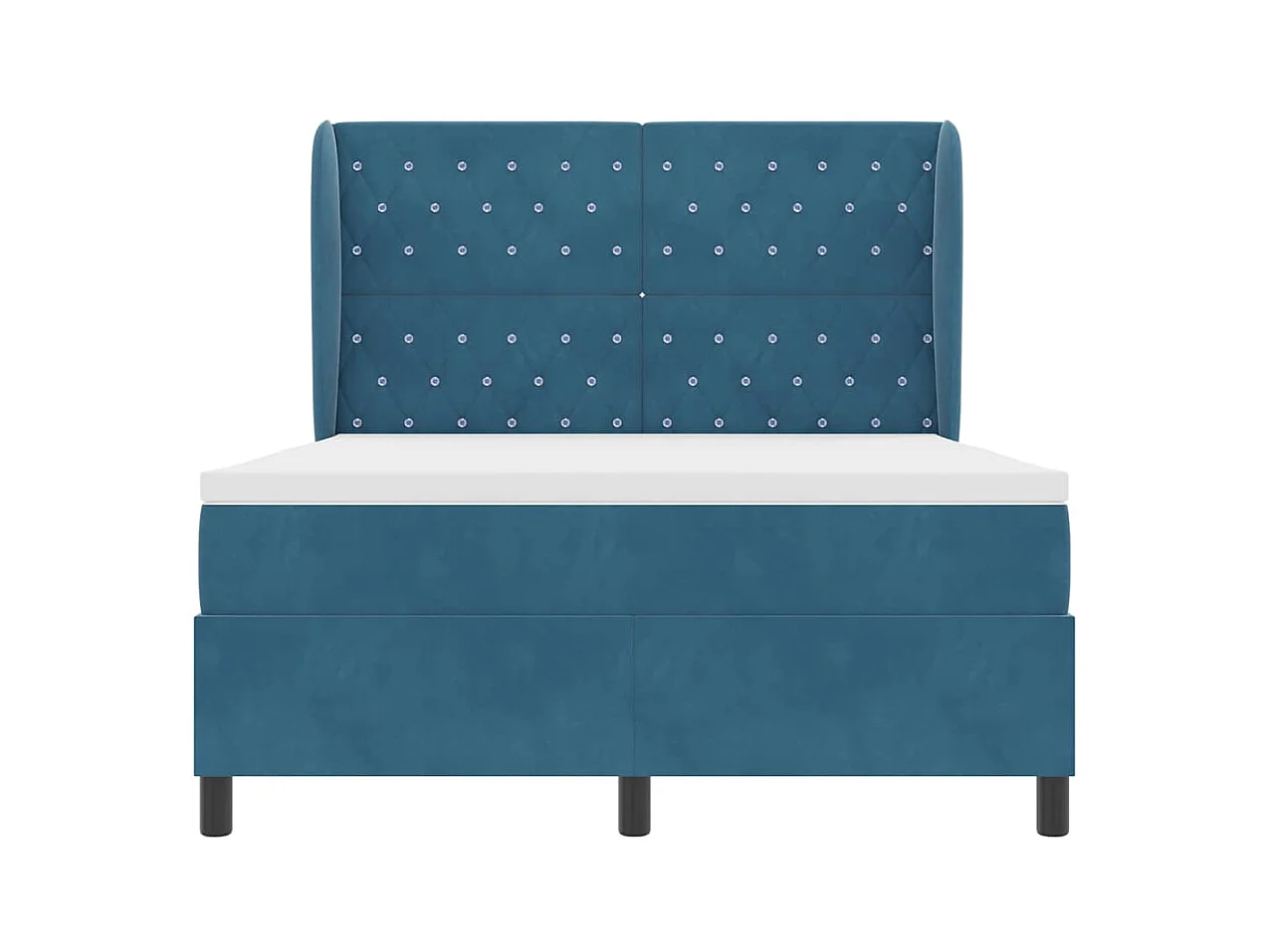 Cadre de lit avec matelas Bleu foncé 160 x 200 cm Velours