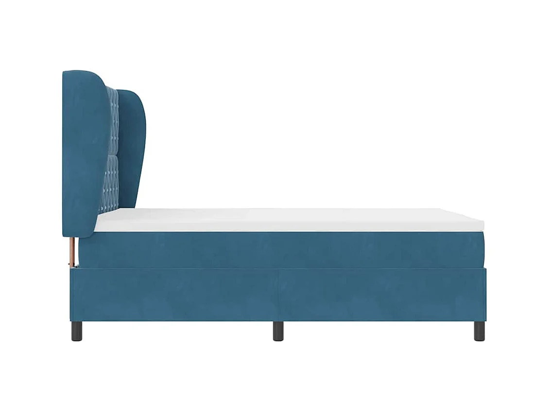 Cadre de lit avec matelas Bleu foncé 160 x 200 cm Velours