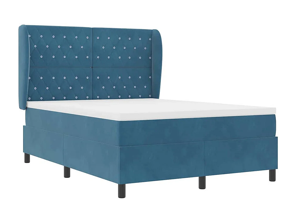 Cadre de lit avec matelas Bleu foncé 160 x 200 cm Velours