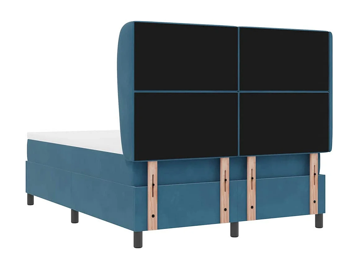 Cadre de lit avec matelas Bleu foncé 160 x 200 cm Velours