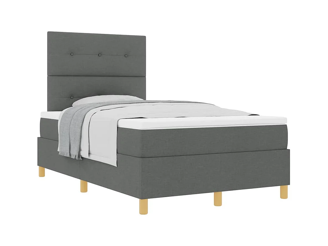 Cadre de lit avec tête de lit Gris foncé 120 x 200 cm tissu