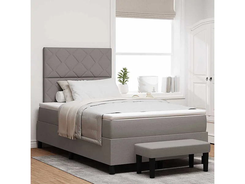Cama Box com colchão Cinzento-acastanhado 120 x 200 cm tecido