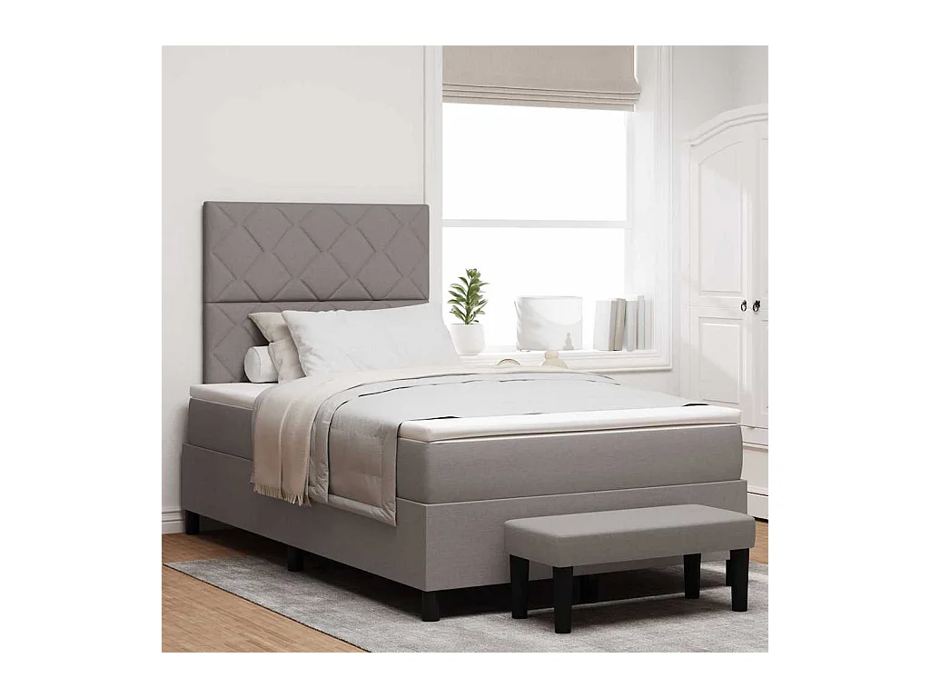 Cadre de lit avec matelas Taupe 120 x 200 cm tissu