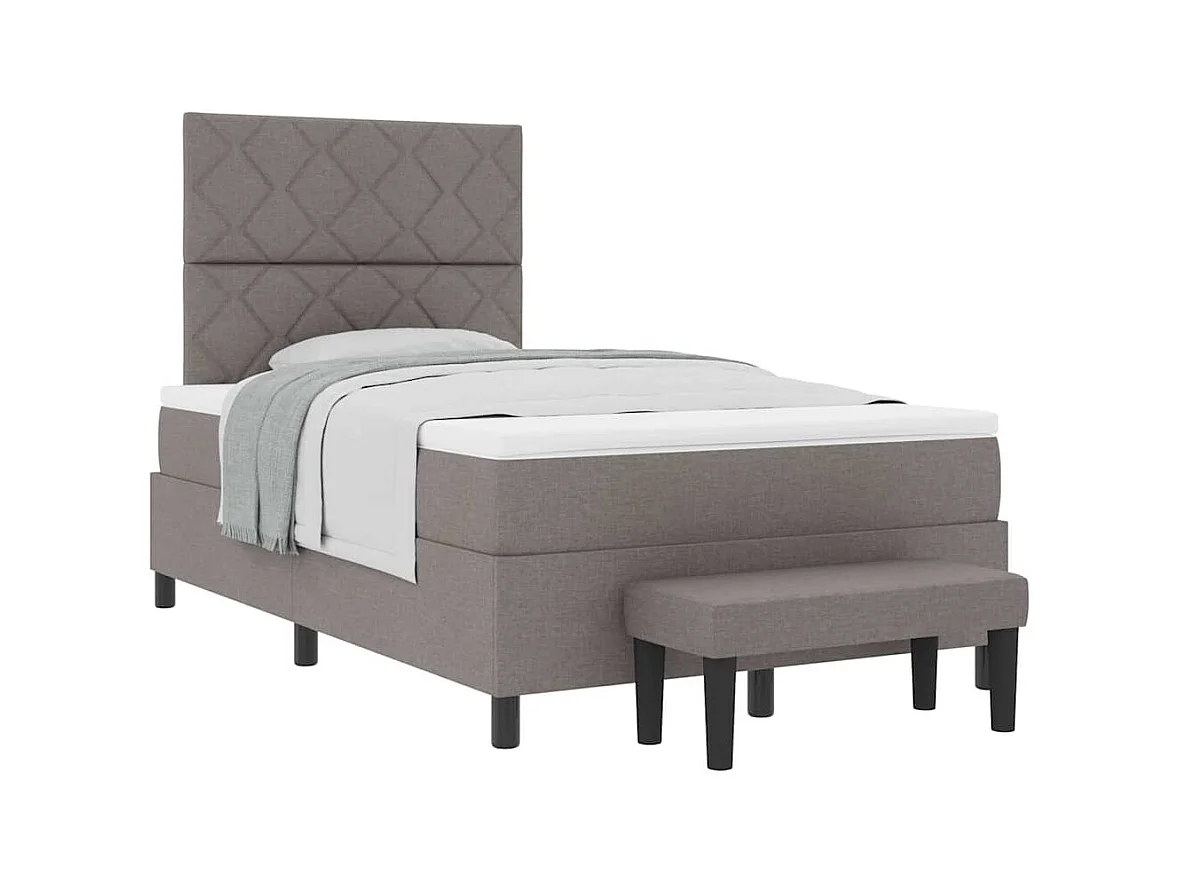 Cadre de lit avec matelas Taupe 120 x 200 cm tissu