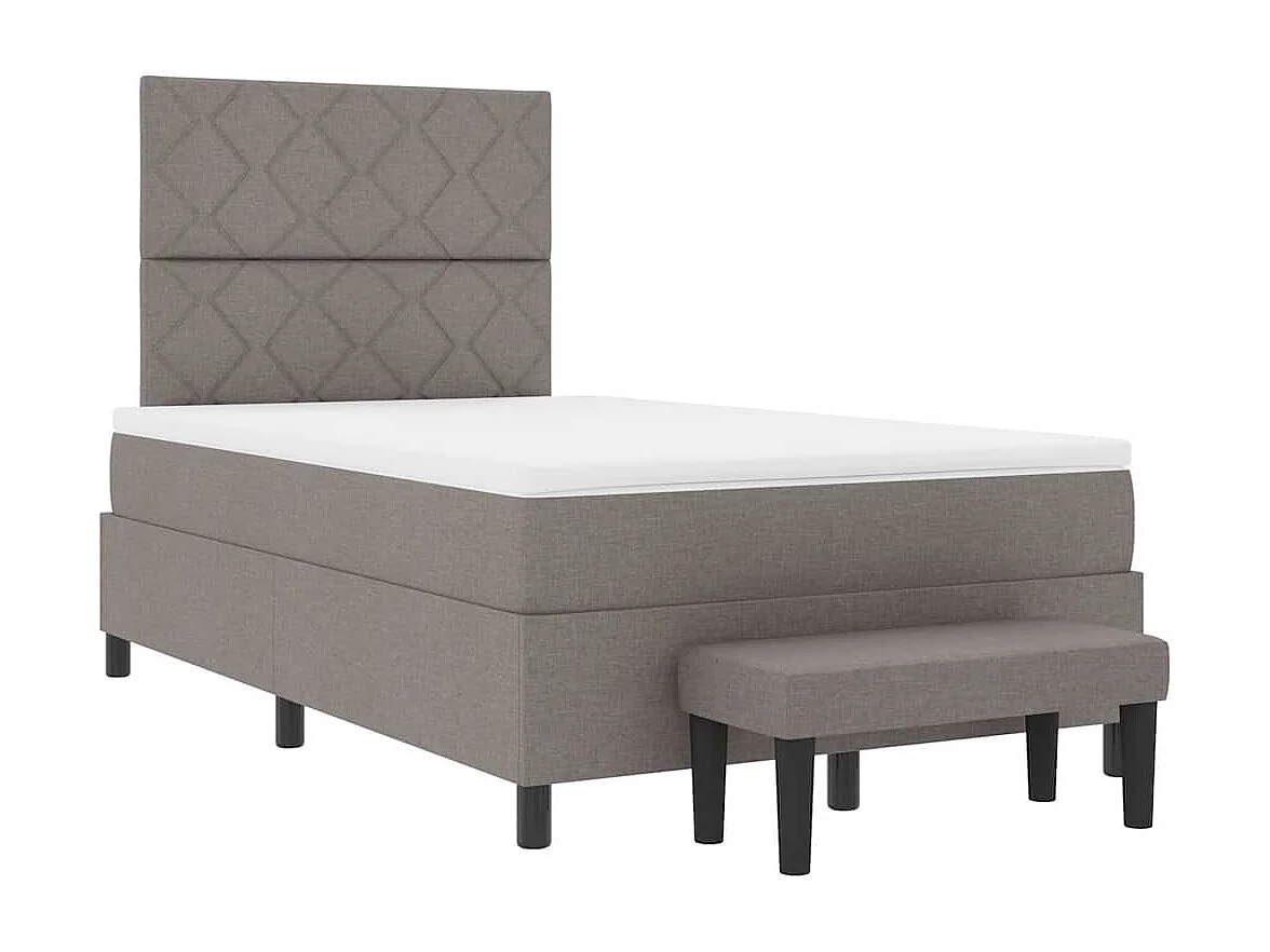 Cadre de lit avec matelas Taupe 120 x 200 cm tissu