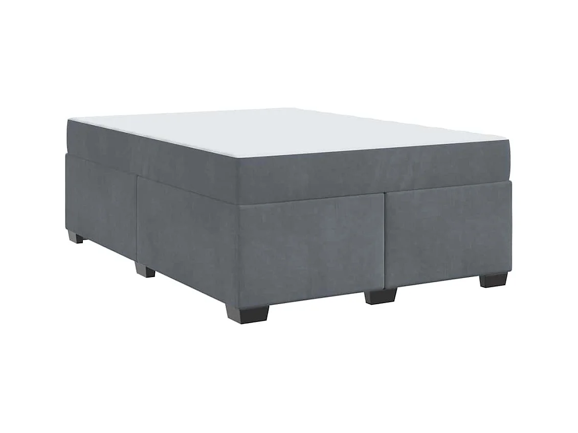 Cadre de lit avec matelas Gris foncé 140 x 200 cm Velours