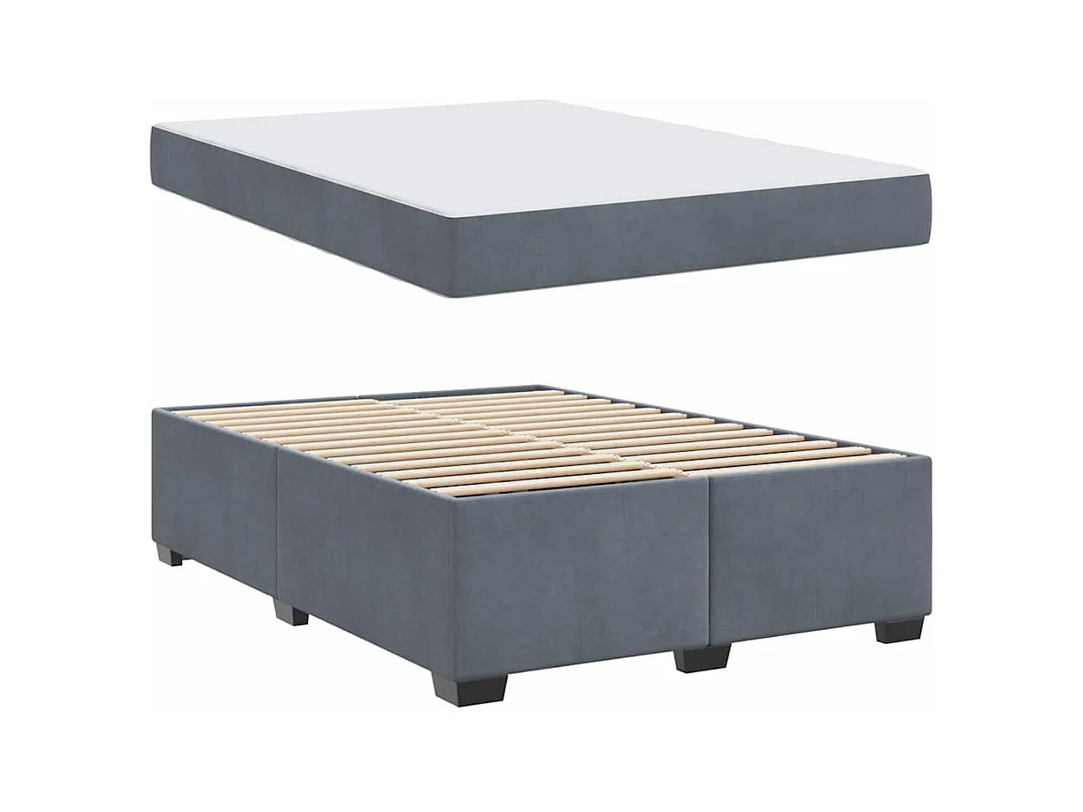 Cadre de lit avec matelas Gris foncé 140 x 200 cm Velours