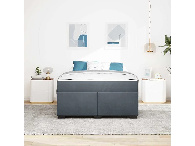 Estructura de cama con colchón Gris oscuro 140 x 200 cm