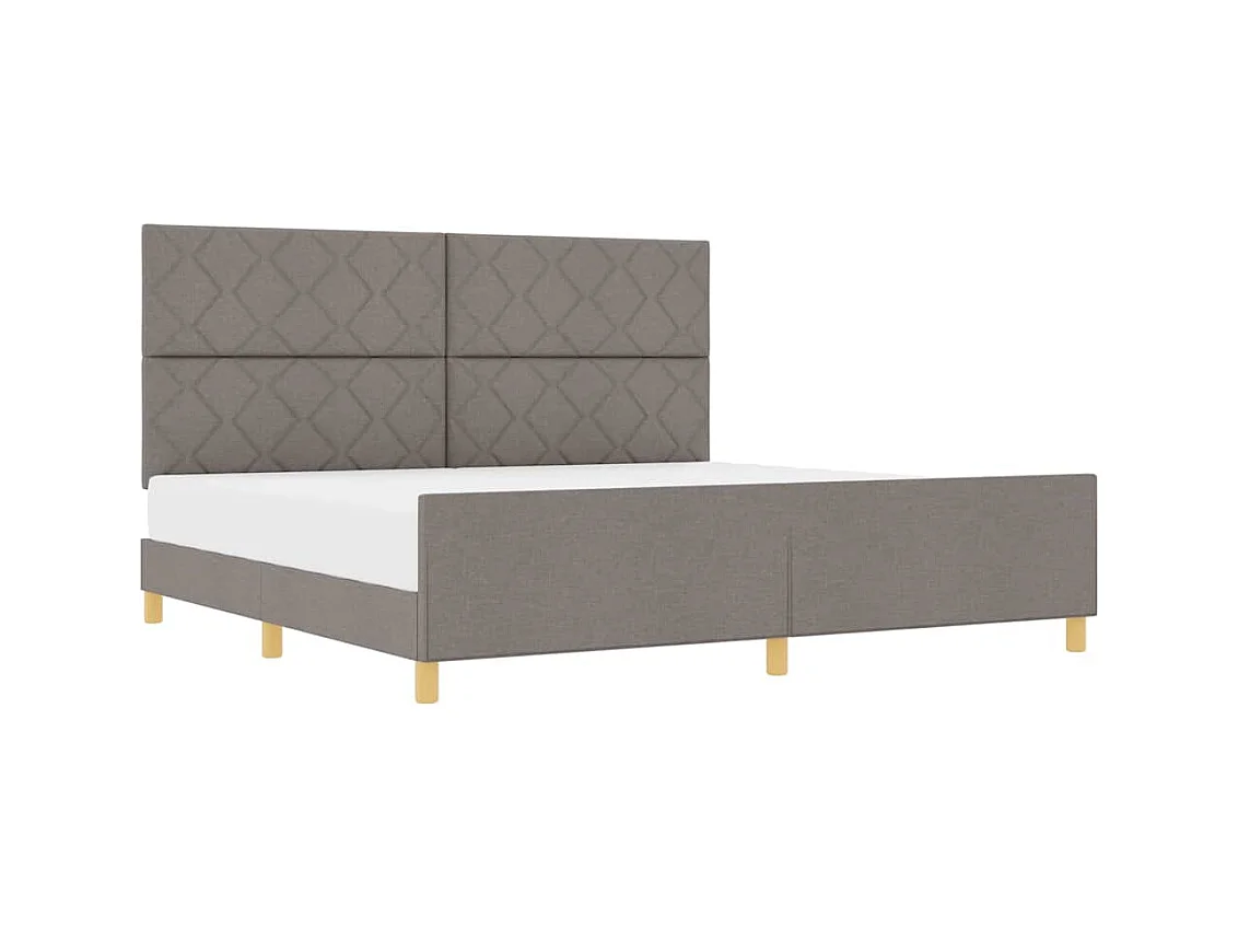 Cadre de lit avec tête de lit Taupe 200 x 200 cm tissu
